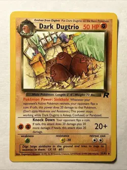 2000 Pokemon TCG Team Rocket Dark Dugtrio 23/82 Non Holo Rare Card Vintage LP - Image 1