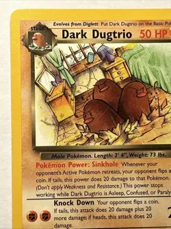2000 Pokemon TCG Team Rocket Dark Dugtrio 23/82 Non Holo Rare Card Vintage LP - Image 3