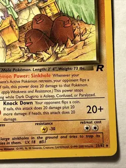 2000 Pokemon TCG Team Rocket Dark Dugtrio 23/82 Non Holo Rare Card Vintage LP - Image 5