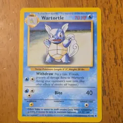 Pokemon Wartortle Base Set 42/102 English Uncommon 70 HP Wizards Card - Image 1