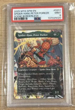 MTG Marvel's Spider-Man Spider-Ham Legendary. Borderless Non-Foil. PSA 9 #0201 - Image 1