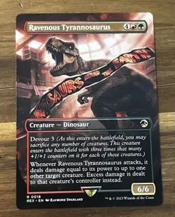 MTG Ravenous Tyrannosaurus Borderless 0018 Regular Red Green NM - Image 1