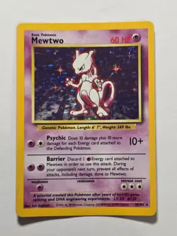 Mewtwo 10/102 Base Set Rare Holo Pokemon Card WOTC 1999 - Excellent - Image 1