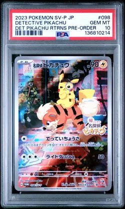 2023 POKEMON JPN SV-P PROMO #098 DETECTIVE PIKACHU PSA 10 - Image 1