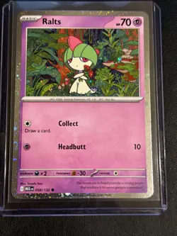 Ralts 058/132 Cosmos Holo Mega Evolution Promo Pokemon Card NM w/ PARTIAL SWIRL - Image 1