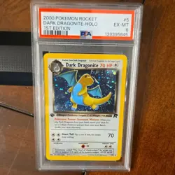 Pokemon Team Rocket Dark Dragonite 1st Edition Holo Swirl #5/82 PSA 6 2000 Rare - Image 1
