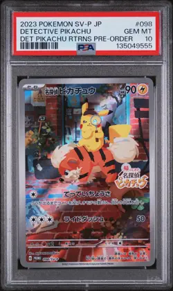 2023 POKEMON JPN SV-P PROMO #098 DETECTIVE PIKACHU PSA 10 - Image 1