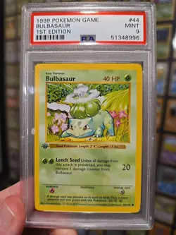 Pokemon Bulbasaur Base Set 1st Edition #44 PSA 9 Mint - Image 1