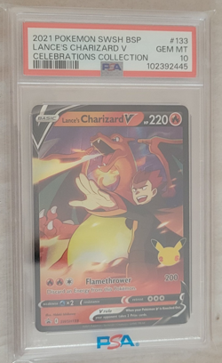 PSA 10 LANCE'S CHARIZARD V SWSH133 CELEBRATIONS BLACK STAR PROMO POKEMON - Image 1