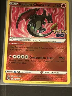 Pokemon Radiant Charizard GO Radiant Rare Holo 011/078 160HP English - Image 1