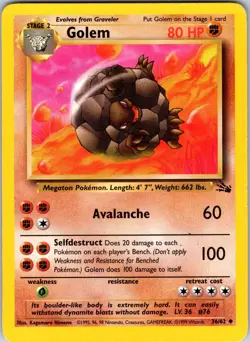Golem 36/62 Fossil Pokemon LP Unlimited - Image 1