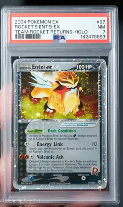 2004 POKEMON EX TEAM ROCKET RETURNS #97 ROCKET'S Entei EX-HOLO PSA 7 - Image 1