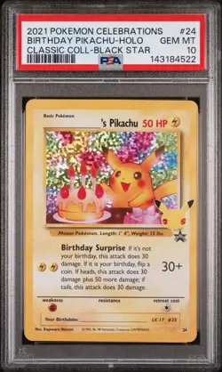 2021 POKEMON CELEBRATIONS CLASSIC COLL #24 BIRTHDAY PIKACHU-HOLO PSA 10 - Image 1