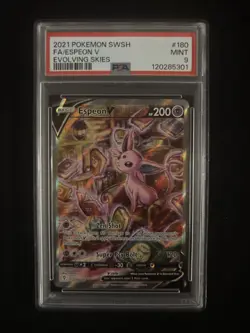 2021 POKEMON SWORD & SHIELD EVOLVING SKIES #180 FULL ART/ESPEON V PSA 9 SWSH FA - Image 1