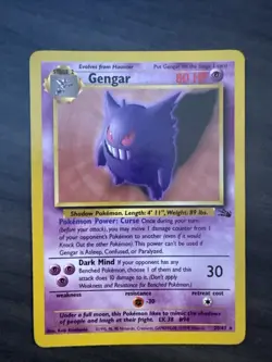 Vintage Gengar 20/62 Fossil Pokemon Card TCG Non-Holo Rare 1999 - Image 1