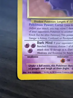 Vintage Gengar 20/62 Fossil Pokemon Card TCG Non-Holo Rare 1999 - Image 4