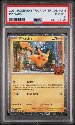 2024 POKEMON TRICK OR TRADE #018 PIKACHU PSA 8 - Image 1