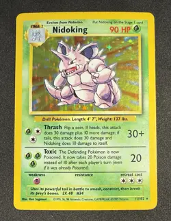 Nidoking 011/102 Holo Rare Base Set Unlimited Vintage 1999 Pokemon TCG LP - Image 1