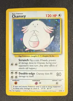 Chansey 03/102 Holo Rare Base Set Unlimited Vintage 1999 Pokemon TCG LP - Image 1