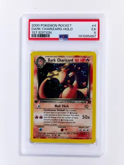 PSA 5 2000 Pokemon DARK CHARIZARD 1ST EDITION HOLO #4 TCG Team Rocket PSA 5 EX - Image 1
