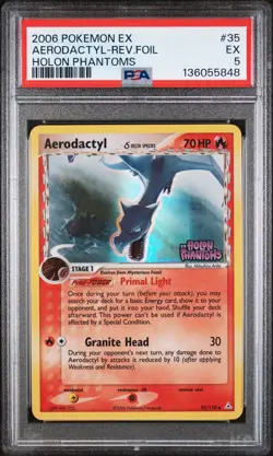 2006 POKEMON EX HOLON PHANTOMS #35 AERODACTYL-REVERSE FOIL PSA 5 - Image 1