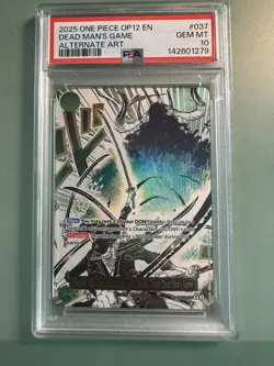 2025 ONE PIECE OP12-LEGACY OF THE MASTER ALT ART #037 DEAD MAN'S GAME PSA 10 - Image 1