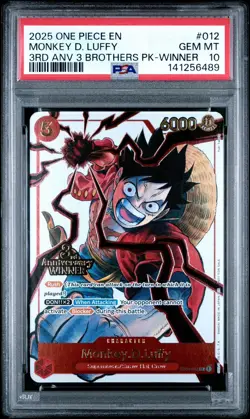 2025 ONE PIECE 3RD ANV TOURNAMENT 3 BROTHERS PACK WINNER MONKEY D. LUFFY PSA 10 - Image 1