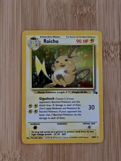 Pokemon Raichu 14/62 HOLO Fossil Unlimited Card WoTC LP - Image 1