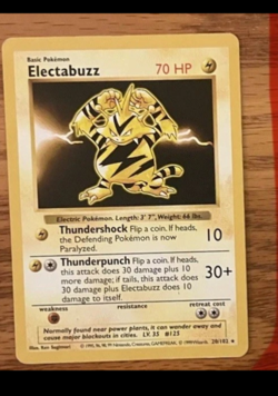 Electabuzz Base Set Shadowless Pokemon Card- LP - Image 1