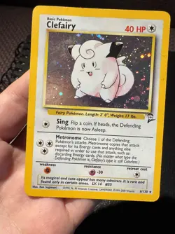 Pokemon Clefairy 6/130 Base Set 2 Holo Rare Card HP - Image 3