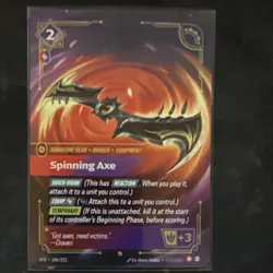 Riftbound Spinning Axe Equipment Card English Single 186/221 Standard - Image 1