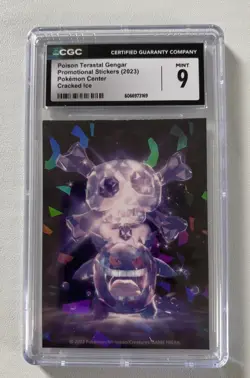 2023 Pokemon Poison Terastal Gengar CGC 9 MT Pokemon Center Stickers Cracked Ice - Image 1