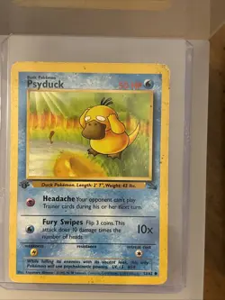 Pokemon TCG Psyduck Card 53/62 Common Fossil 1st Edition Non-Holo - Image 1