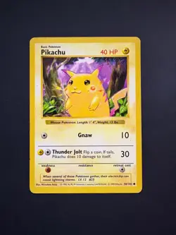 Pikachu (Red Cheeks) 58/102 Pokemon Base Set Shadowless Common MP 1999 - Image 1