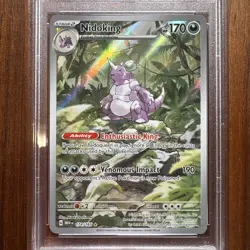 2023 Pokemon TCG Scarlet & Violet 151 #174 MewEn Nidoking Illustration Rare Psa8 - Image 3