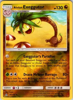 Alolan Exeggutor 95/156 SM - Ultra Prism Pokemon TCG NM Reverse Holo - Image 1