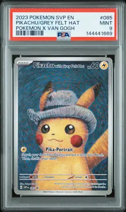 2023 POKEMON SVP EN-SV BLACK STAR PROMO #085 PIKACHU WITH GREY FELT HAT PSA 9 - Image 1
