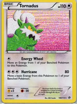 Pokemon TCG Tornadus 108/113 Legendary Treasures Holo LP - Image 1