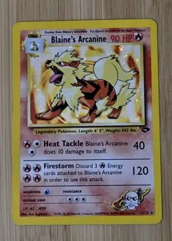 Pokemon TCG Gym Challenge Blaine's Arcanine Holo Rare 1/132 English WOTC LP - Image 1