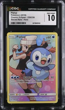 Pokemon Piplup Cosmic Eclipse Secret Rare #239 CGC 10 Gem Mint - Image 1