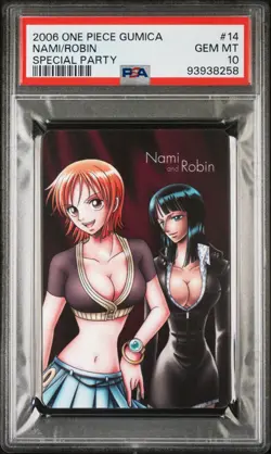 PSA 10 One Piece 2006 Gumica Nami & Nico Robin #14 Special Party Carddass - Image 1
