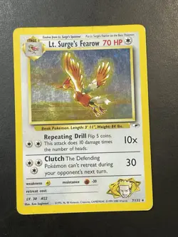 Lt. Surge's Fearow 7/132 Gym Heroes Holo Pokemon Trading Card - Image 1