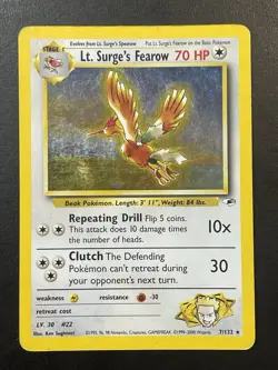Lt. Surge's Fearow 7/132 Gym Heroes Holo Pokemon Trading Card - Image 2