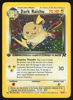 Dark Raichu Secret Rare Holo 83/82 LP Team Rocket Pokemon Card - Image 1