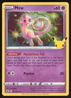 Mew Holo Rare Holofoil 011/025 NM Celebrations Pokemon Card - Image 1
