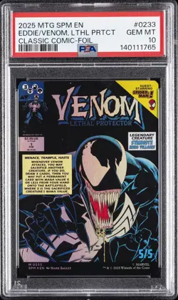 2025 MTG MARVEL'S SPIDER-MAN #0233 EDDIE BROCK/VENOM, LETHAL PROTECTOR PSA 10 - Image 1