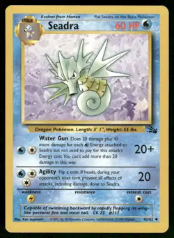 Pokemon Cards Seadra 42/62 UNLIMITED Fossil Uncommon MP - Image 1