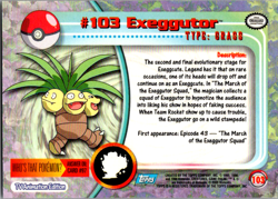 BLUE Label Exeggutor #103 - Pokemon Topps Series 2 TV Animation Edition lp - Image 2
