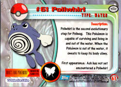 Blue Logo topps Pokemon TV Animation Edition Series 1 Non Foil #61 Poliwhirl - Image 2