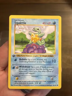 1999 Squirtle Shadowless Pokemon Base Set Card 1st edition Vintage WOTC - Image 1